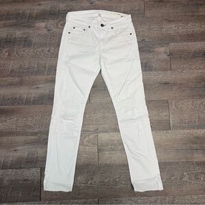 rag & bone White Skinny Jeans The Dre Capri Distressed Raw Hem Size 25